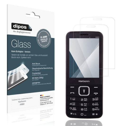 Klare Displayschutzfolie von dipos passend für Karbonn K880, 9H kratzfest und blasenfrei montiert