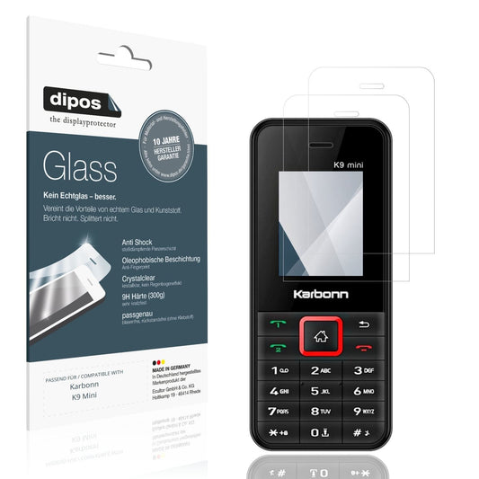 Klare Displayschutzfolie von dipos passend für Karbonn K9 Mini, 9H kratzfest und blasenfrei montiert