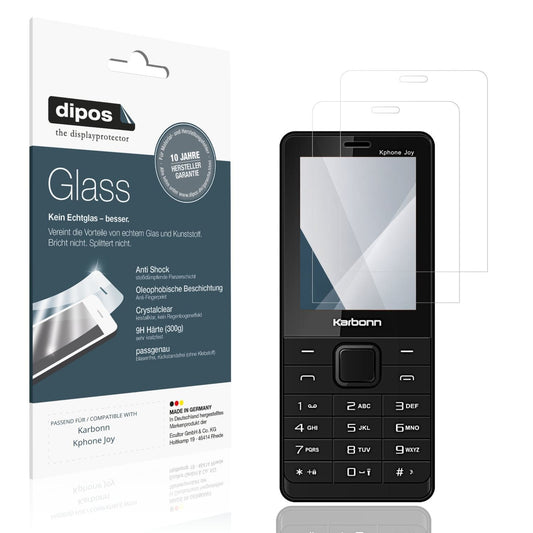 Klare Displayschutzfolie von dipos passend für Karbonn Kphone Joy, 9H kratzfest und blasenfrei montiert