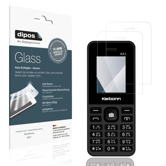 Klare Displayschutzfolie von dipos passend für Karbonn KX1, 9H kratzfest und blasenfrei montiert
