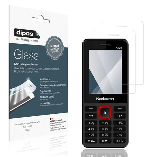 Klare Displayschutzfolie von dipos passend für Karbonn KX21, 9H kratzfest und blasenfrei montiert