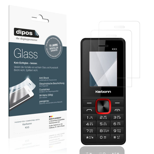 Klare Displayschutzfolie von dipos passend für Karbonn KX3, 9H kratzfest und blasenfrei montiert