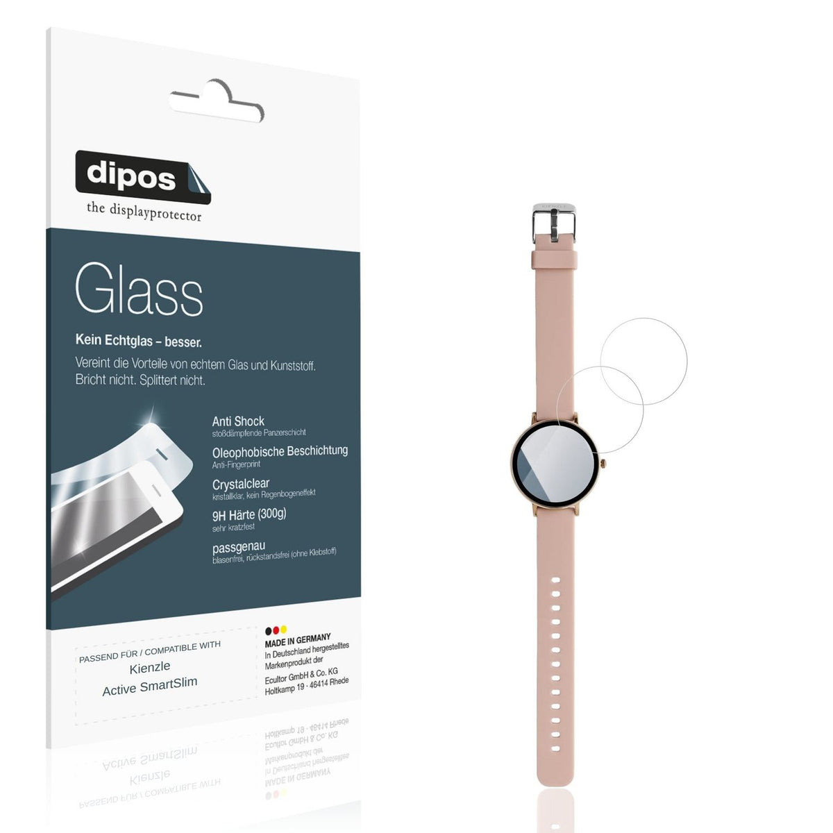 Klare Displayschutzfolie von dipos passend für Kienzle Active SmartSlim, 9H kratzfest und blasenfrei montiert