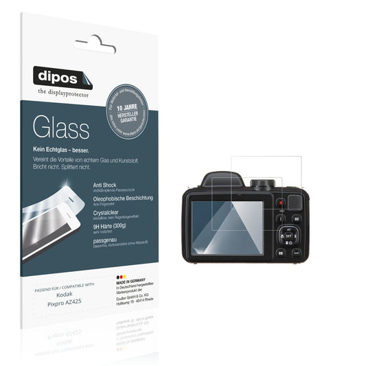Klare Displayschutzfolie von dipos passend für Kodak Pixpro AZ425, 9H kratzfest und blasenfrei montiert