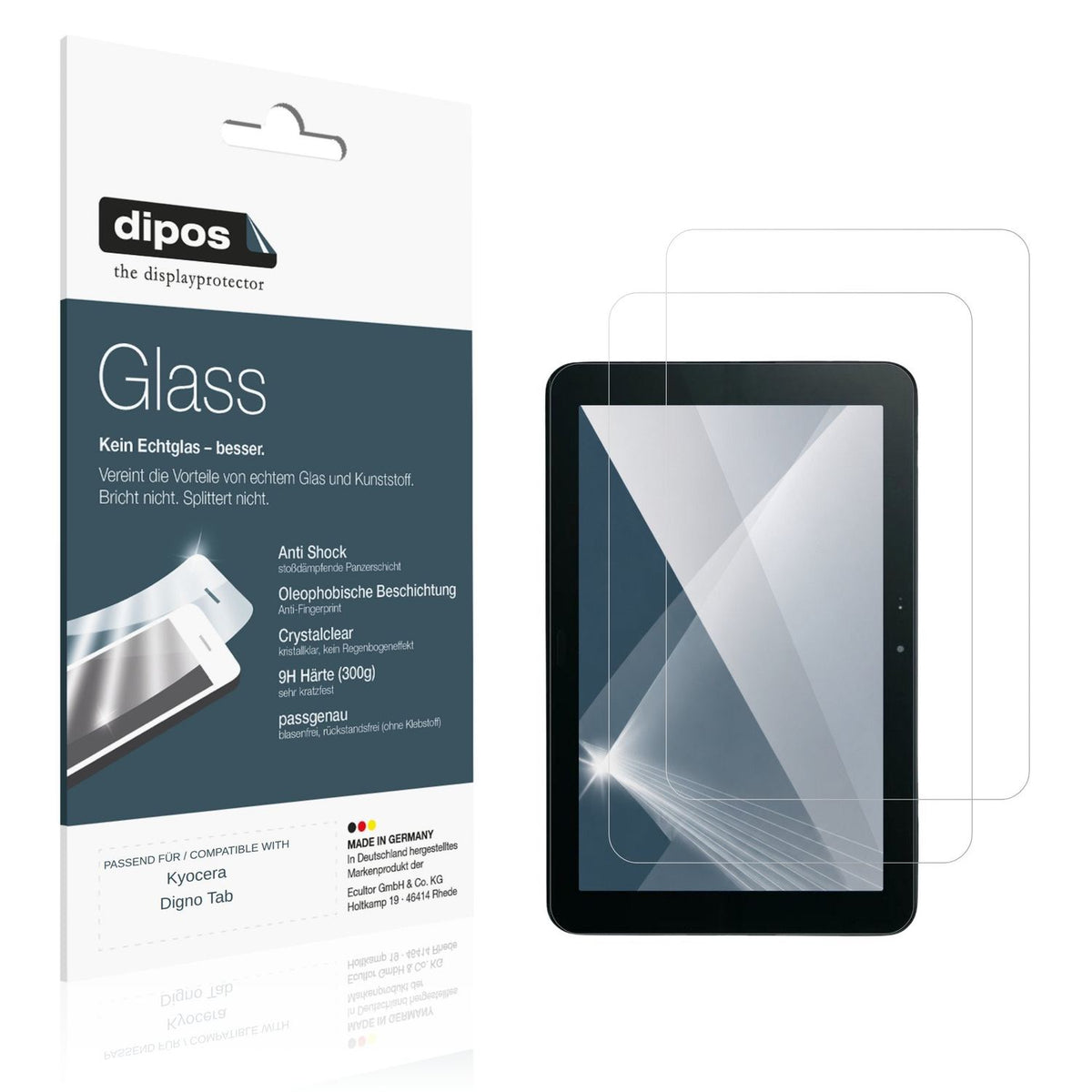 Klare Displayschutzfolie von dipos passend f�r Kyocera Digno Tab, 9H kratzfest und blasenfrei montiert