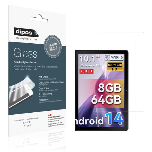 Klare Displayschutzfolie von dipos passend für Laptok LA10BK, 9H kratzfest und blasenfrei montiert