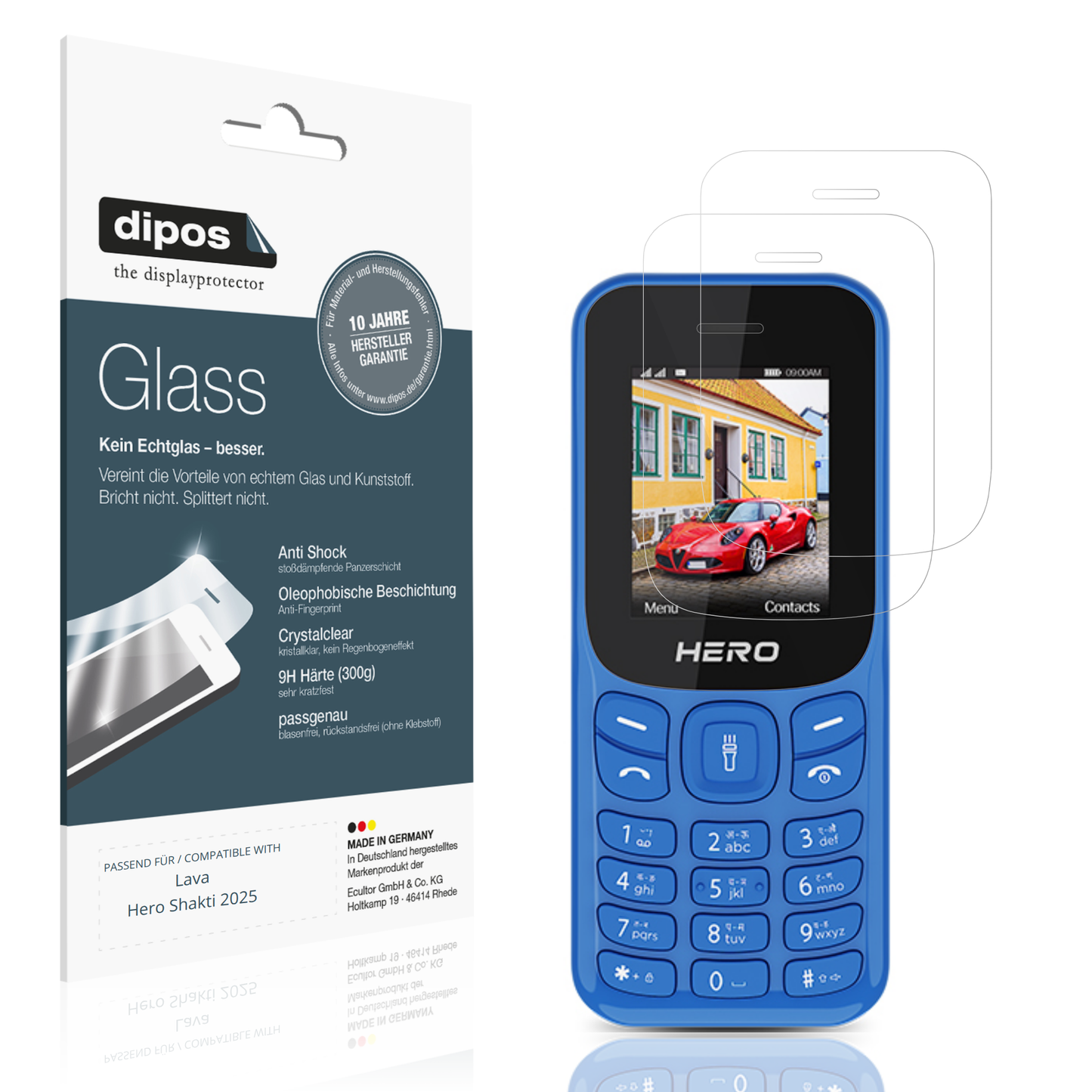 Klare Displayschutzfolie von dipos passend für Lava Hero Shakti 2025, 9H kratzfest und blasenfrei montiert