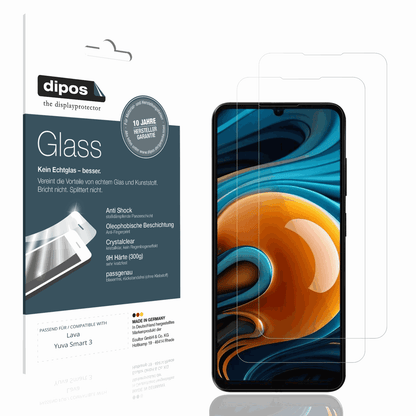 Klare Displayschutzfolie von dipos passend für Lava Yuva Smart 3, 9H kratzfest und blasenfrei montiert