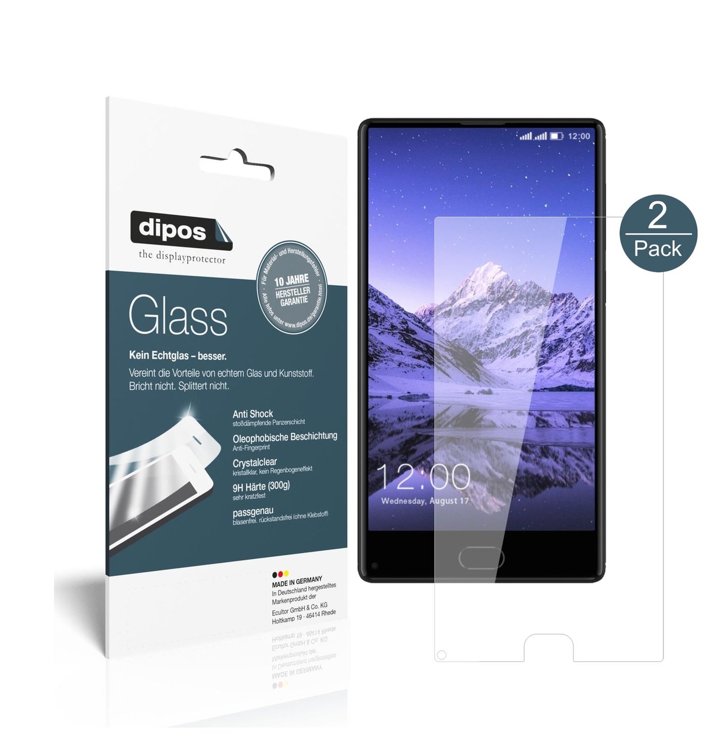 Klare Displayschutzfolie von dipos passend für Leagoo Kiicaa Mix, 9H kratzfest und blasenfrei montiert