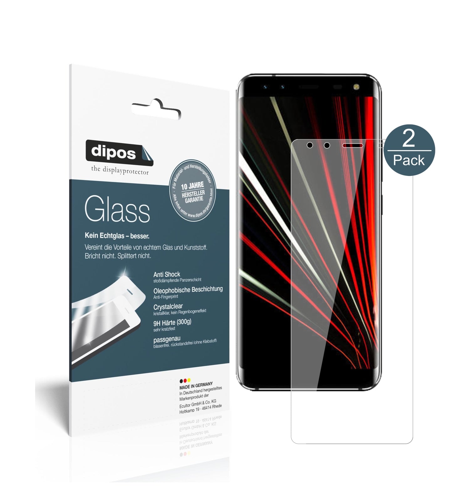 Klare Displayschutzfolie von dipos passend für Leagoo S8, 9H kratzfest und blasenfrei montiert