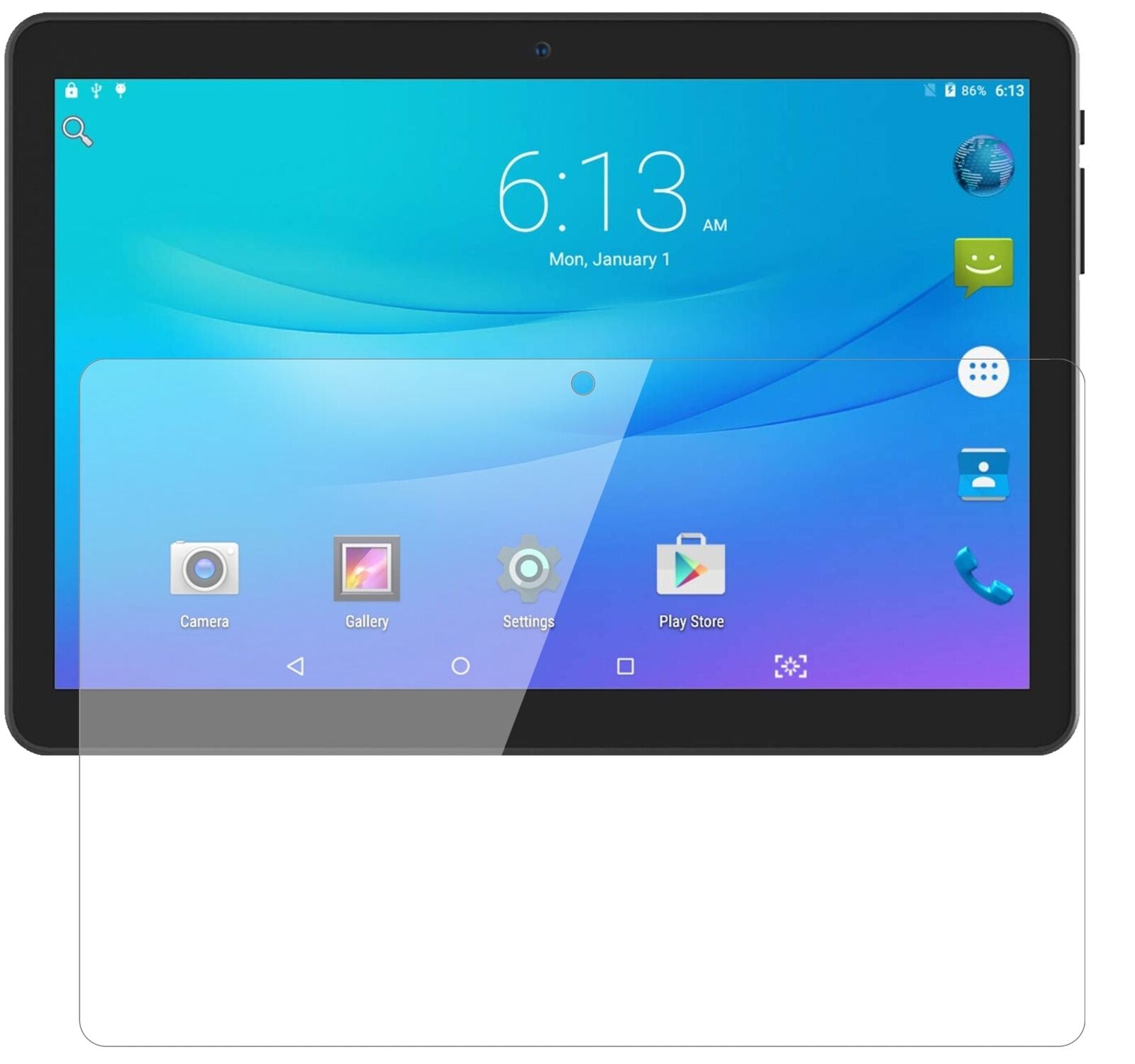 Klare Displayschutzfolie von dipos passend für Lectrus 10.1 Zoll Tablet, 9H kratzfest und blasenfrei montiert