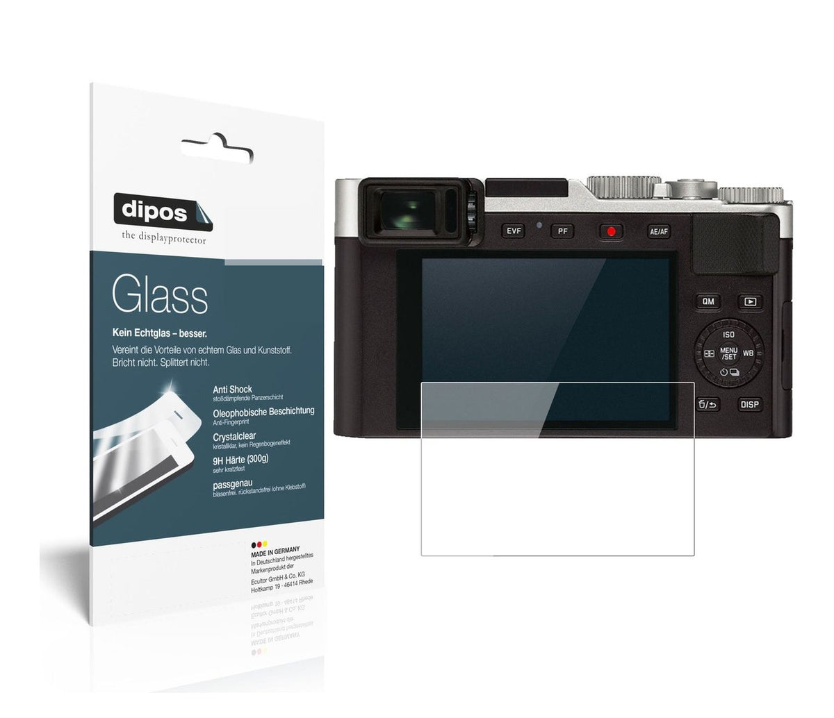 Klare Displayschutzfolie von dipos passend für Leica D-Lux 7, 9H kratzfest und blasenfrei montiert