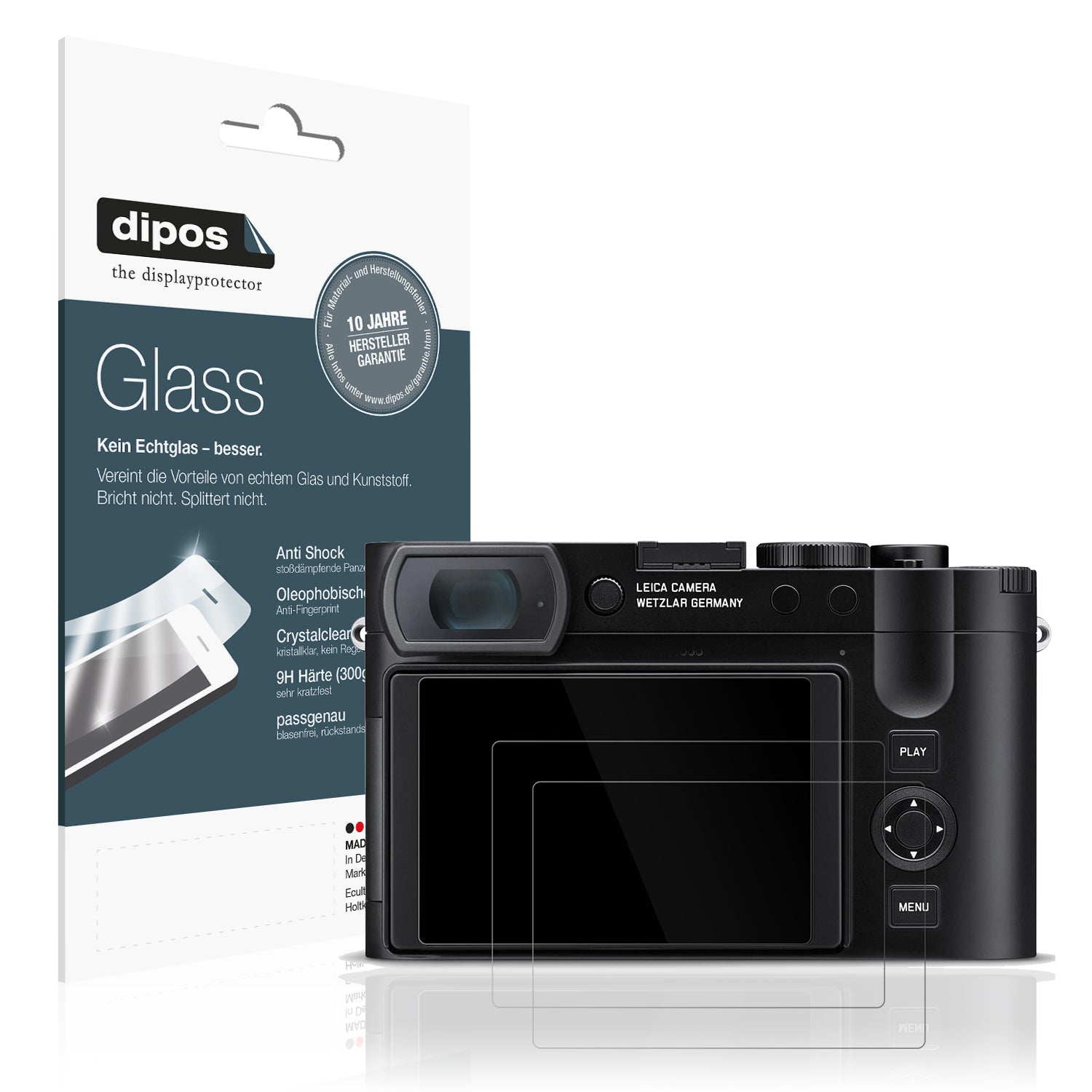 Klare Displayschutzfolie von dipos passend für Leica Q3 43, 9H kratzfest und blasenfrei montiert