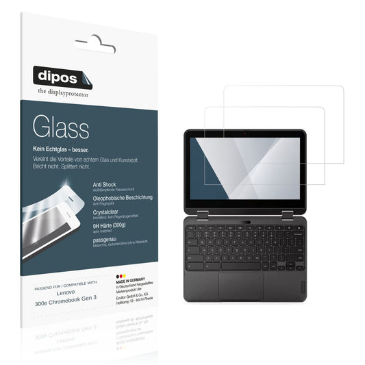 Klare Displayschutzfolie von dipos passend für Lenovo 300e Chromebook Gen 3, 9H kratzfest und blasenfrei montiert