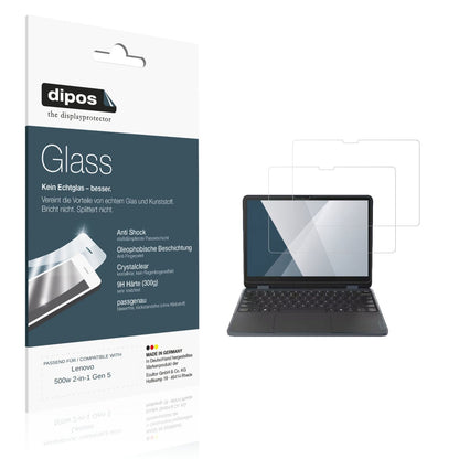 Klare Displayschutzfolie von dipos passend für Lenovo 500w 2-in-1 Gen 5, 9H kratzfest und blasenfrei montiert