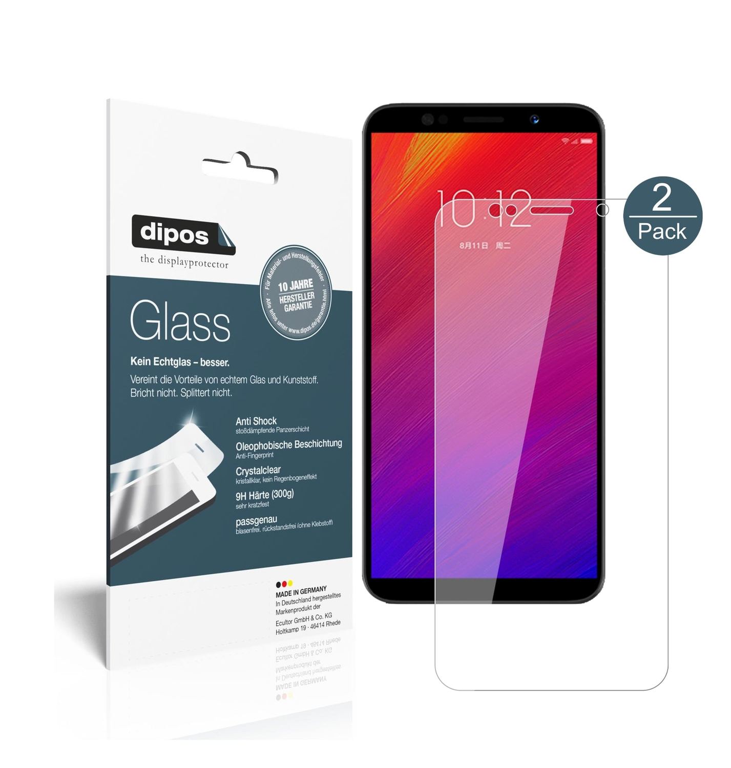 Klare Displayschutzfolie von dipos passend für Lenovo A5, 9H kratzfest und blasenfrei montiert