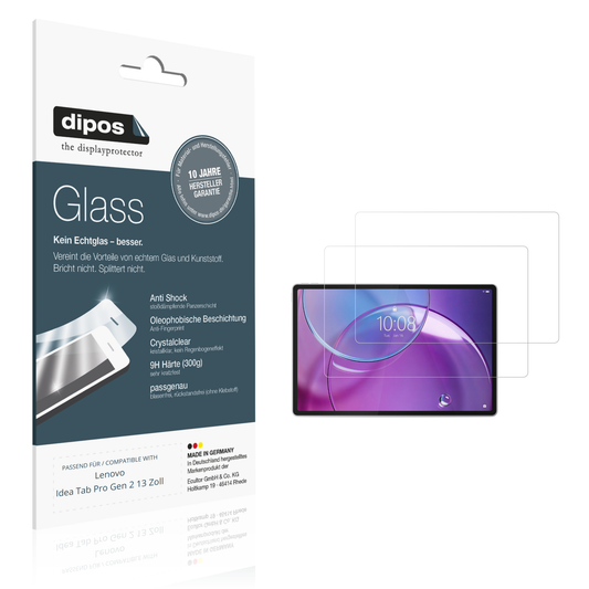 Klare Displayschutzfolie von dipos passend für Lenovo Idea Tab Pro Gen 2 13 Zoll, 9H kratzfest und blasenfrei montiert