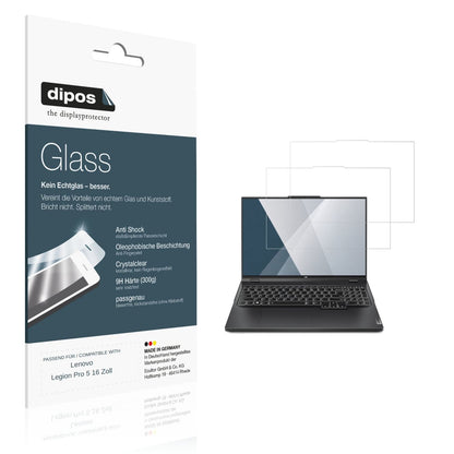 Klare Displayschutzfolie von dipos passend für Lenovo Legion Pro 5 16 Zoll, 9H kratzfest und blasenfrei montiert