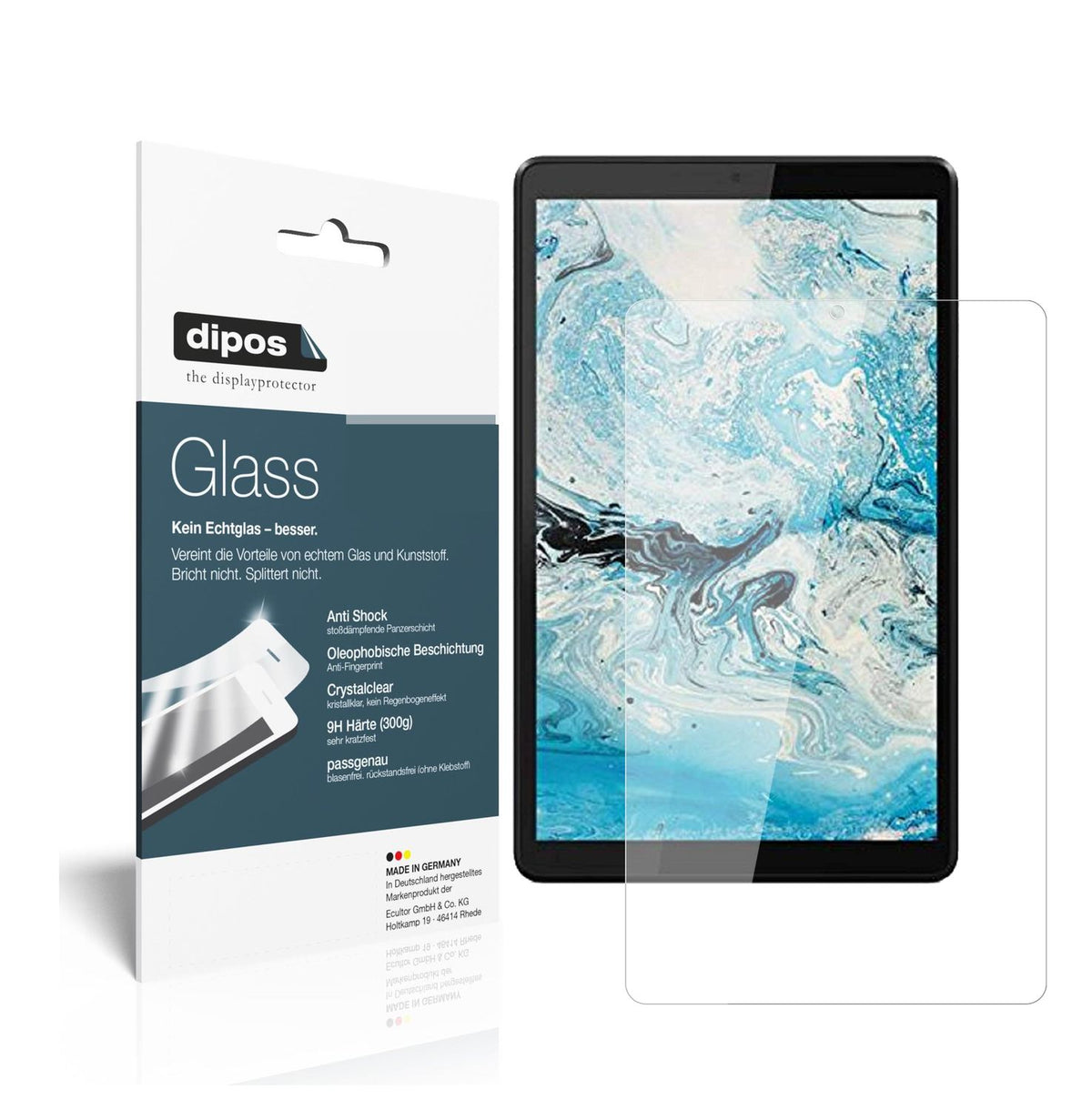 Klare Displayschutzfolie von dipos passend für Lenovo Tab M8, 9H kratzfest und blasenfrei montiert
