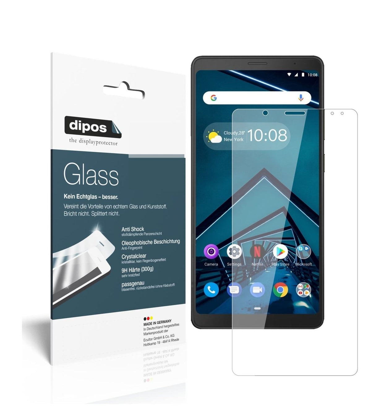 Klare Displayschutzfolie von dipos passend für Lenovo Tab V7, 9H kratzfest und blasenfrei montiert