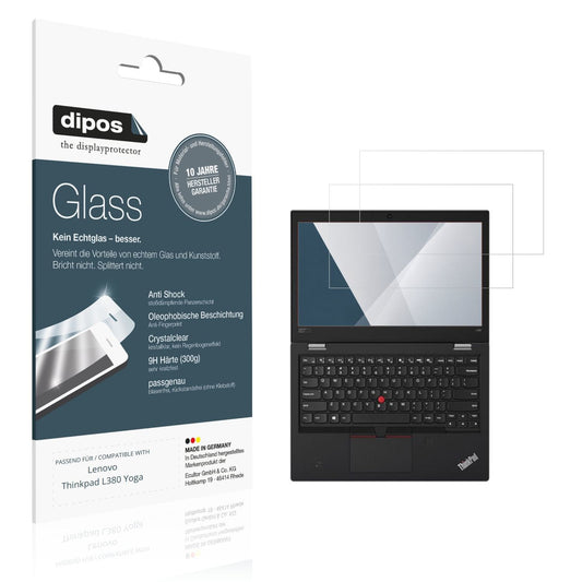 Klare Displayschutzfolie von dipos passend für Lenovo Thinkpad L380 Yoga, 9H kratzfest und blasenfrei montiert