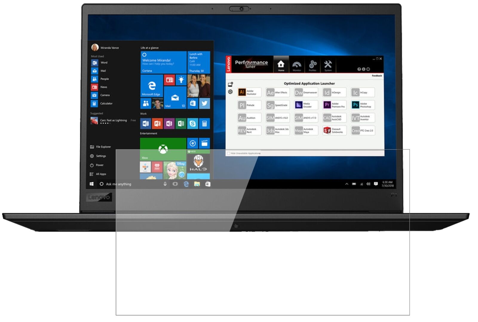 Klare Displayschutzfolie von dipos passend für Lenovo ThinkPad P1, 9H kratzfest und blasenfrei montiert