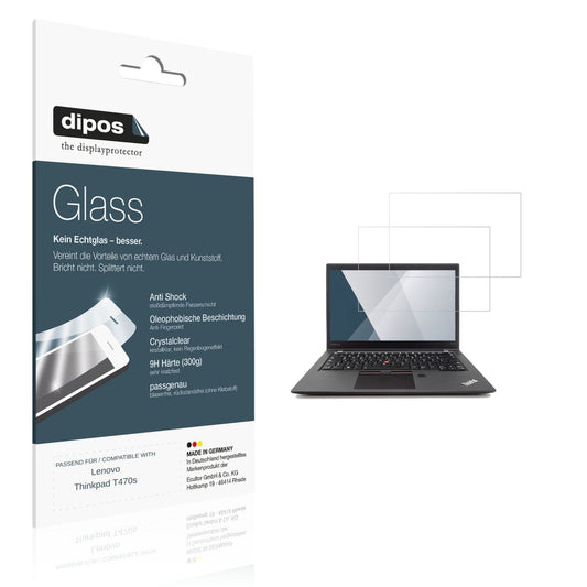 Klare Displayschutzfolie von dipos passend für Lenovo Thinkpad T470s, 9H kratzfest und blasenfrei montiert