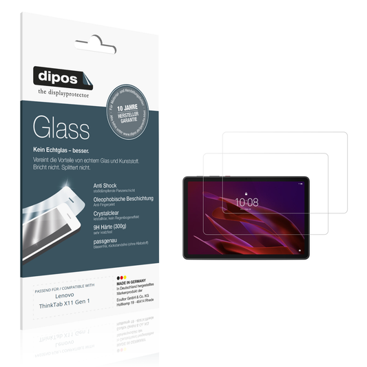 Klare Displayschutzfolie von dipos passend für Lenovo ThinkTab X11 Gen 1, 9H kratzfest und blasenfrei montiert