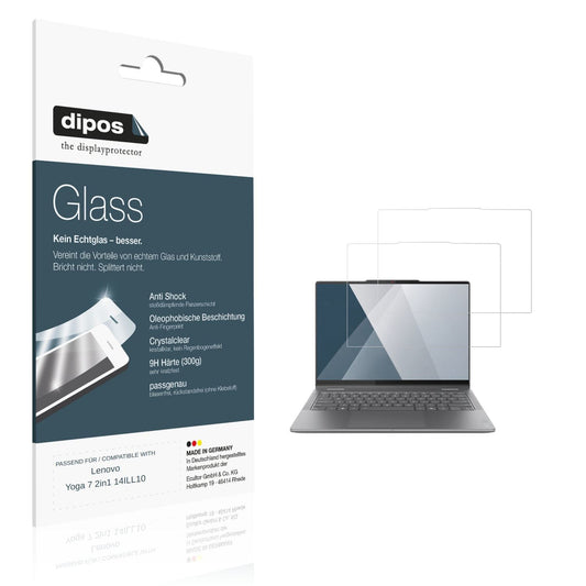 Klare Displayschutzfolie von dipos passend für Lenovo Yoga 7 2in1 14ILL10, 9H kratzfest und blasenfrei montiert