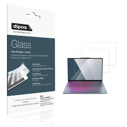 Klare Displayschutzfolie von dipos passend für Lenovo Yoga Pro 9 16IAH10 Non-Touch, 9H kratzfest und blasenfrei montiert