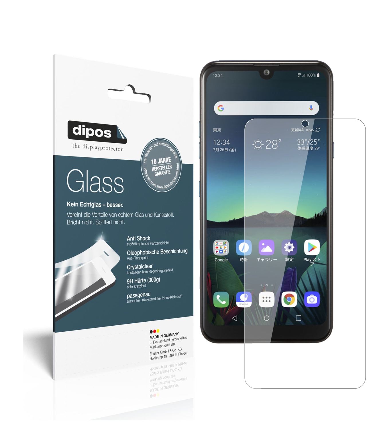 Klare Displayschutzfolie von dipos passend für LG K50, 9H kratzfest und blasenfrei montiert