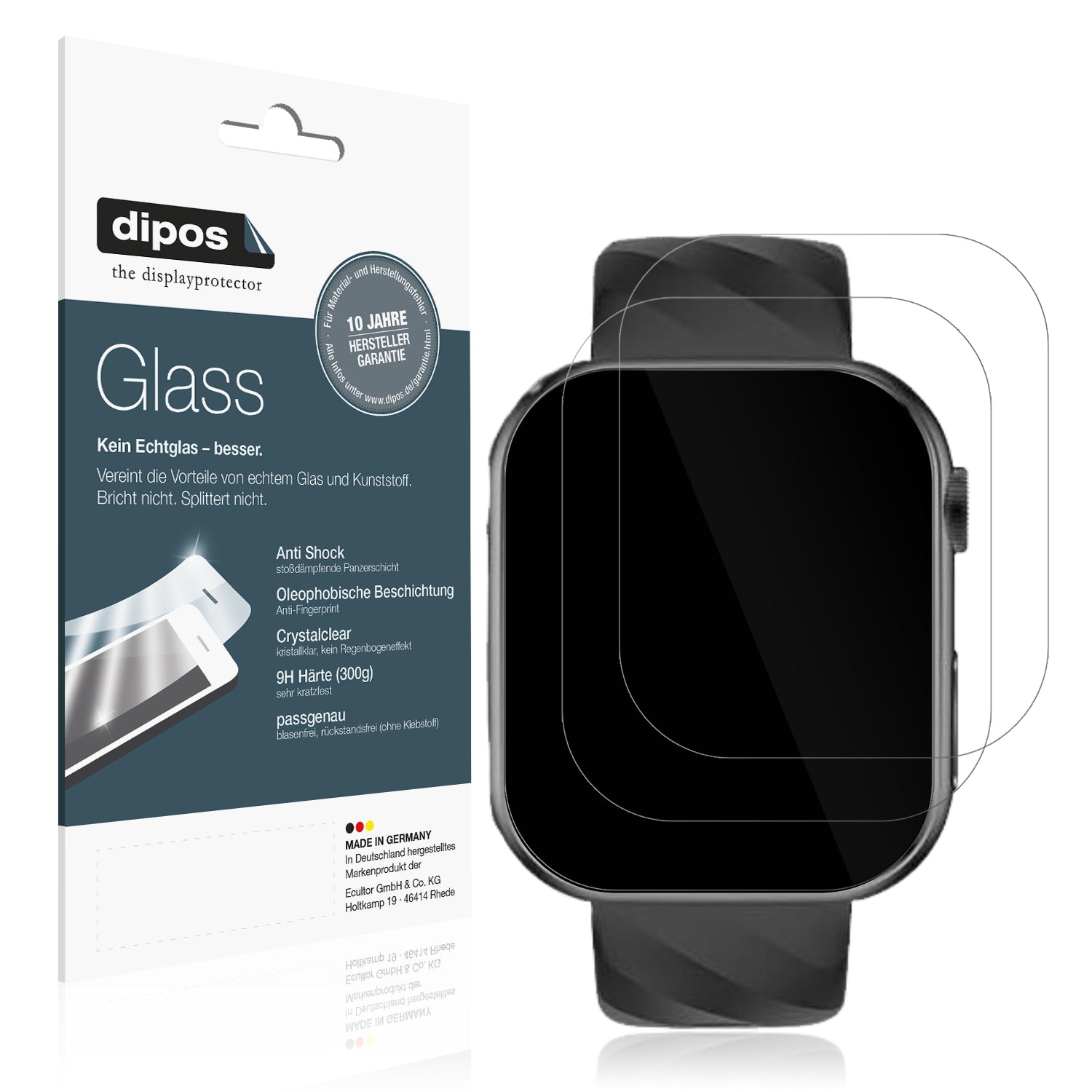 Klare Displayschutzfolie von dipos passend für Lgnitek G30-H 1.43 Zoll, 9H kratzfest und blasenfrei montiert
