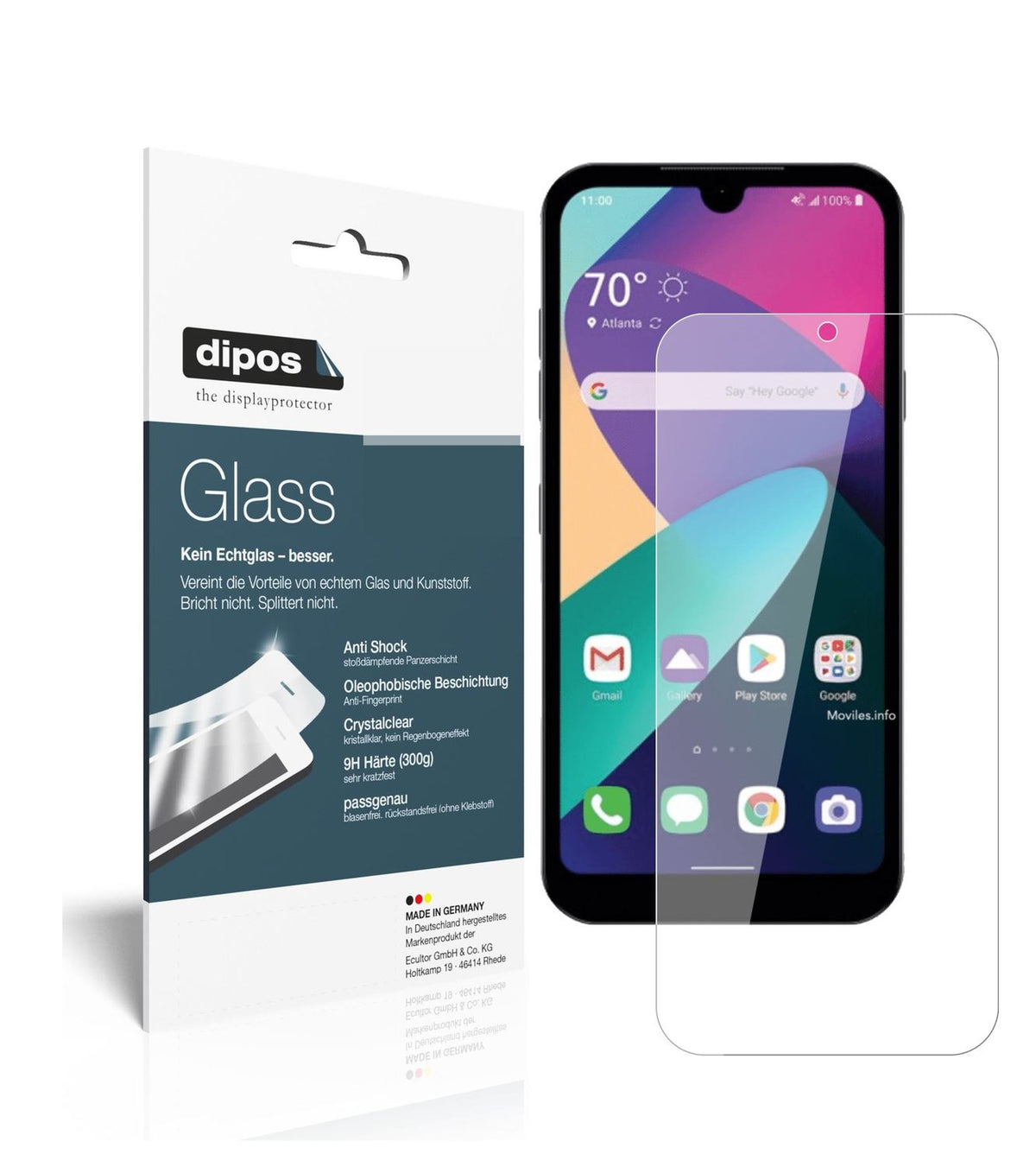 Klare Displayschutzfolie von dipos passend für LG Phoenix 5, 9H kratzfest und blasenfrei montiert