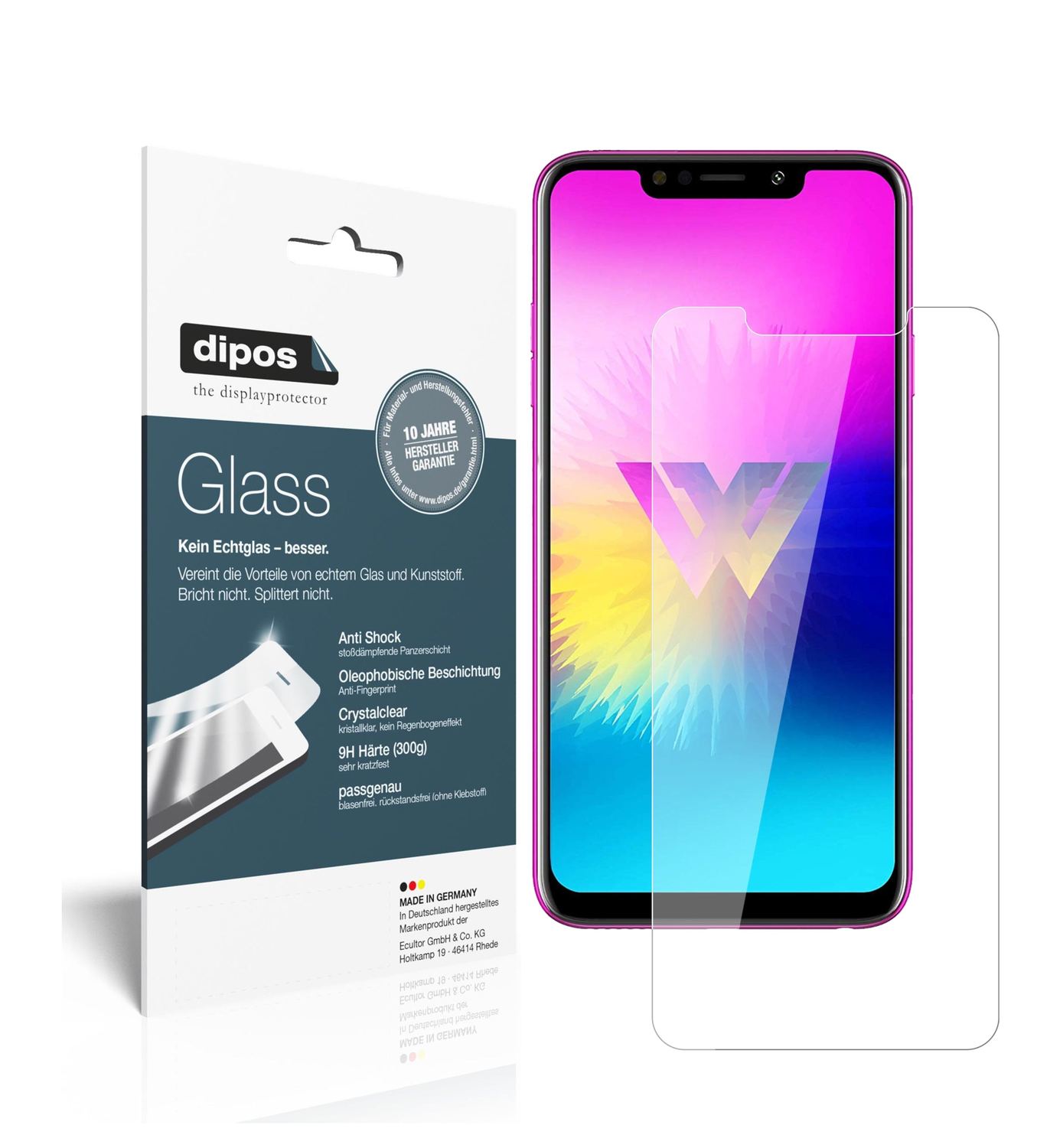 Klare Displayschutzfolie von dipos passend für LG W10, 9H kratzfest und blasenfrei montiert