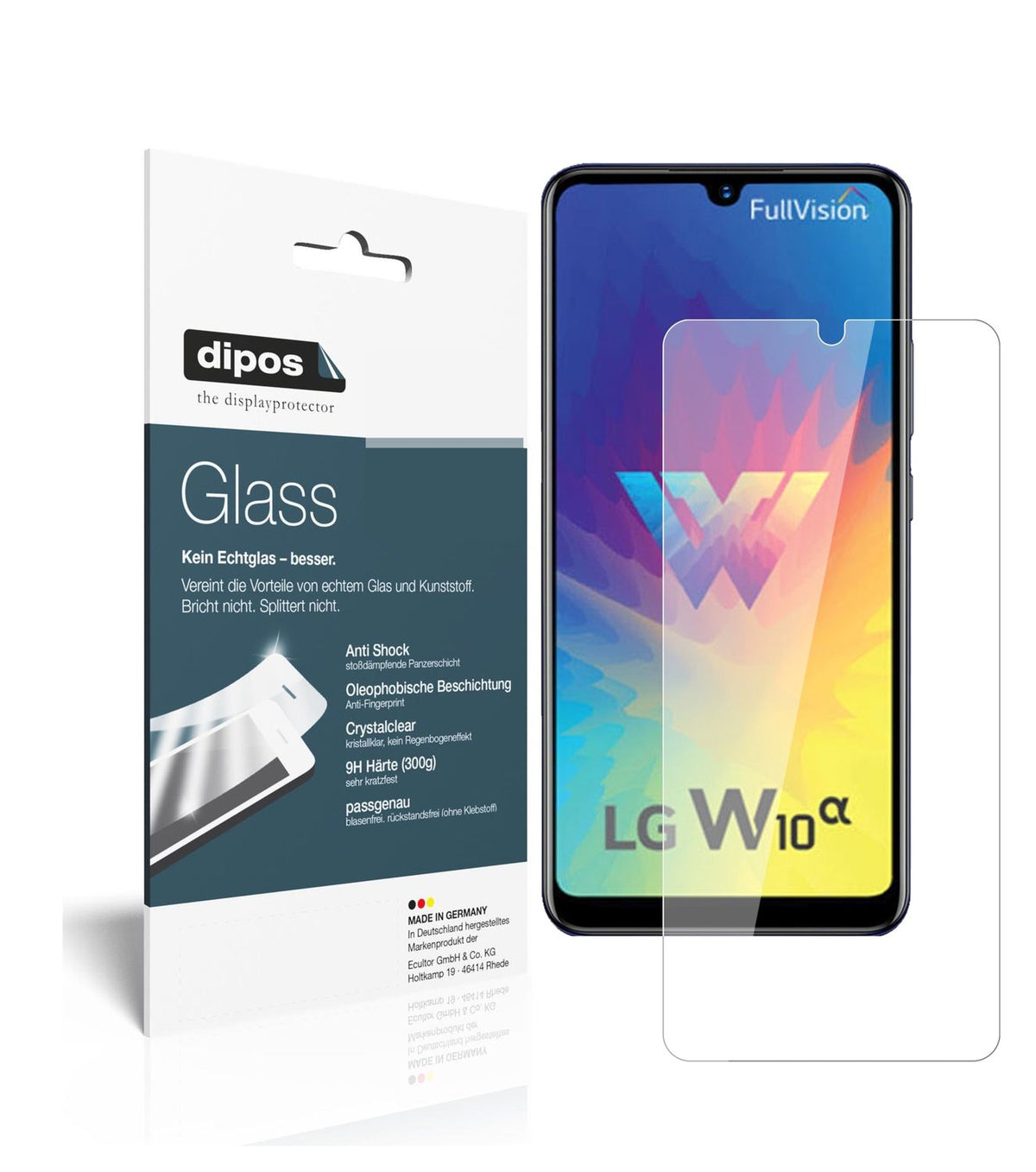 Klare Displayschutzfolie von dipos passend für LG W10 Alpha, 9H kratzfest und blasenfrei montiert