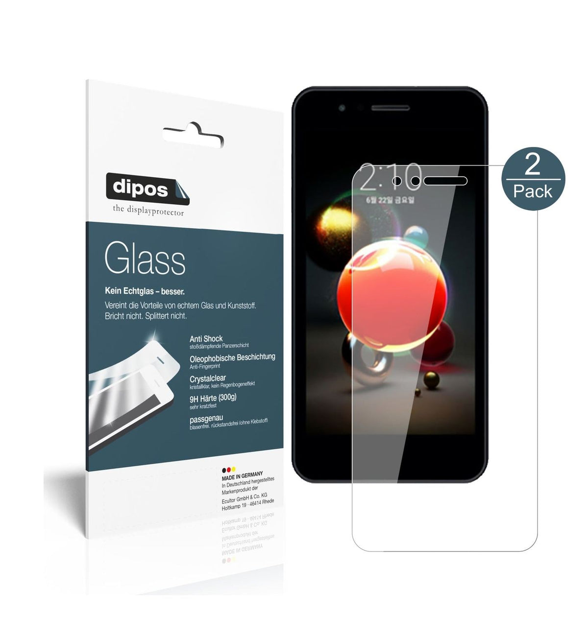 Klare Displayschutzfolie von dipos passend für LG X2 2018, 9H kratzfest und blasenfrei montiert