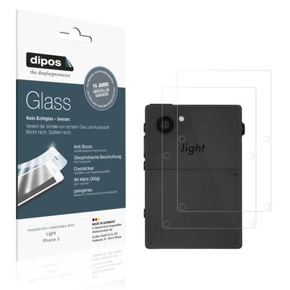 Klare Displayschutzfolie von dipos passend für Light Phone 3 Rückseite, 9H kratzfest und blasenfrei montiert