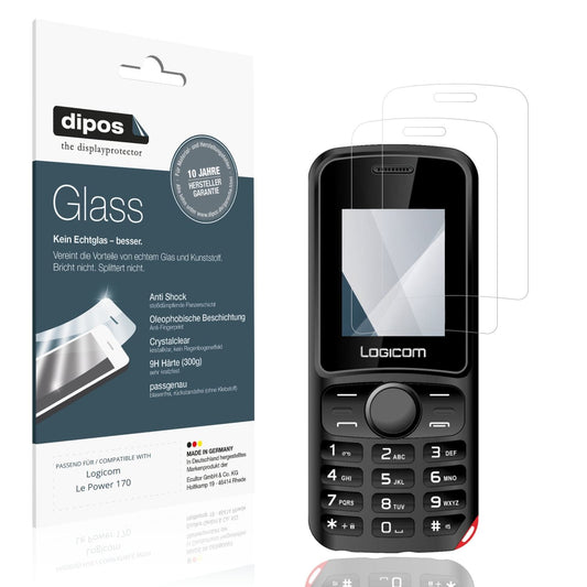 Klare Displayschutzfolie von dipos passend für Logicom Le Power 170, 9H kratzfest und blasenfrei montiert