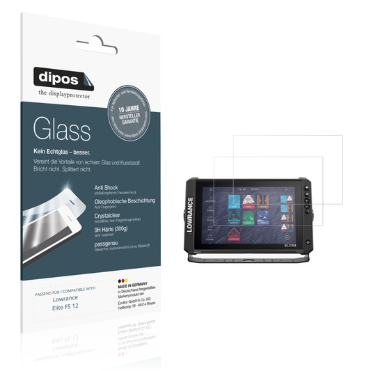 Klare Displayschutzfolie von dipos passend für Lowrance Elite FS 12, 9H kratzfest und blasenfrei montiert
