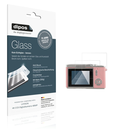 Klare Displayschutzfolie von dipos passend für LVYXON 4K CCD Digitalkamera 48MP, 9H kratzfest und blasenfrei montiert
