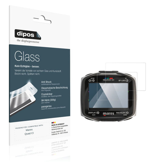 Klare Displayschutzfolie von dipos passend für Mares Quad CI, 9H kratzfest und blasenfrei montiert