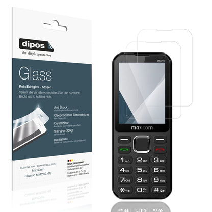 Klare Displayschutzfolie von dipos passend für MaxCom Classic MM282 4G, 9H kratzfest und blasenfrei montiert