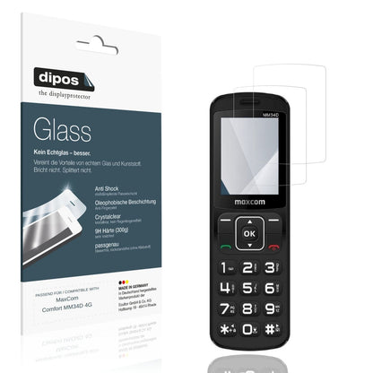 Klare Displayschutzfolie von dipos passend für MaxCom Comfort MM34D 4G, 9H kratzfest und blasenfrei montiert