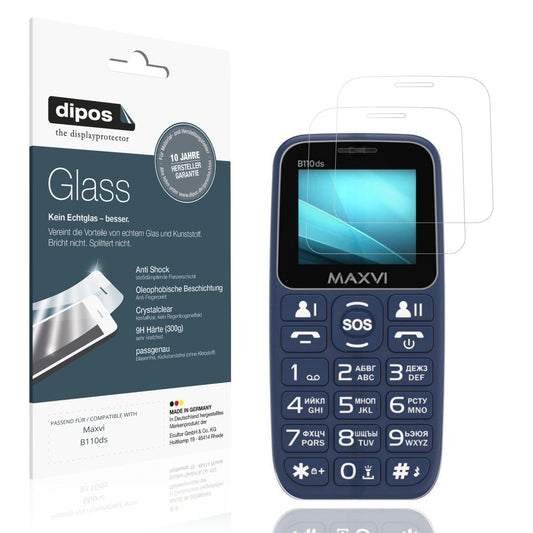 Klare Displayschutzfolie von dipos passend für Maxvi B110ds, 9H kratzfest und blasenfrei montiert