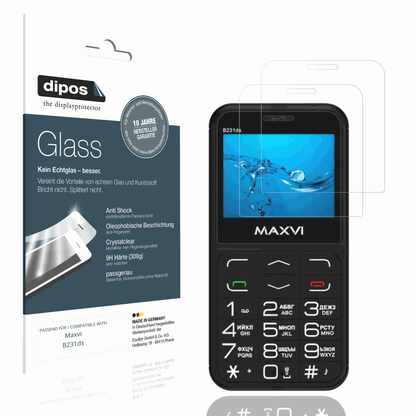 Klare Displayschutzfolie von dipos passend für Maxvi B231ds, 9H kratzfest und blasenfrei montiert