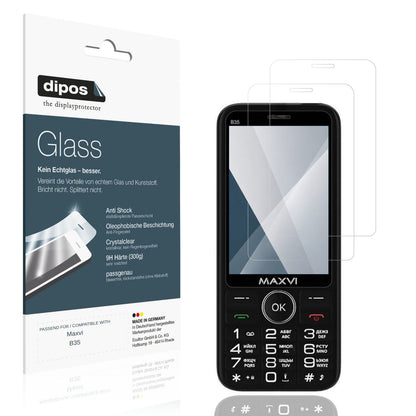 Klare Displayschutzfolie von dipos passend für Maxvi B35, 9H kratzfest und blasenfrei montiert