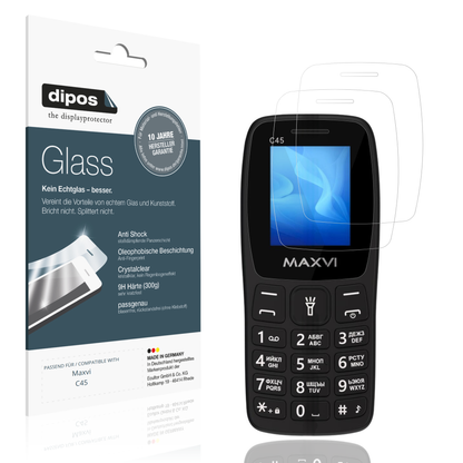 Klare Displayschutzfolie von dipos passend für Maxvi C45, 9H kratzfest und blasenfrei montiert