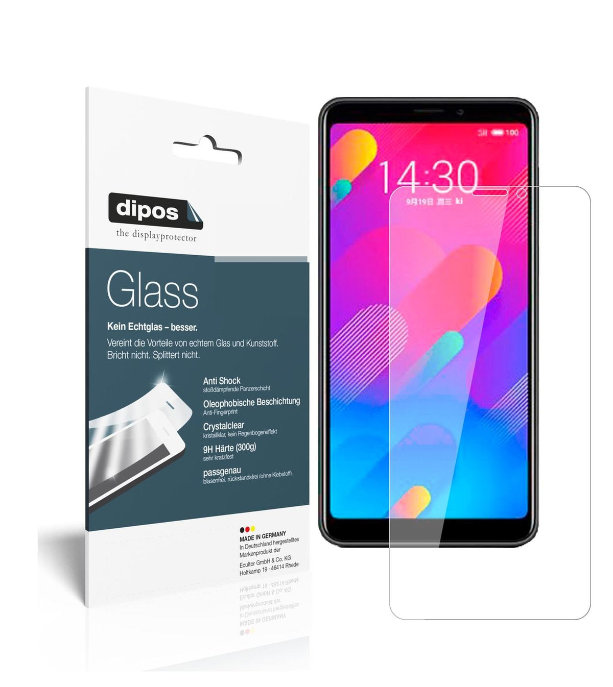 Klare Displayschutzfolie von dipos passend für Meizu V8 pro, 9H kratzfest und blasenfrei montiert