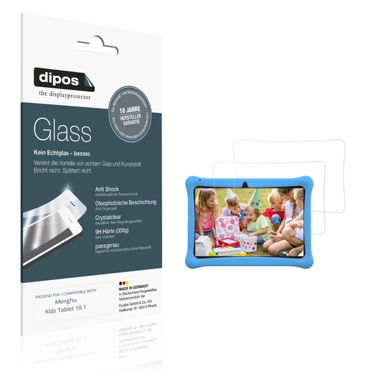Klare Displayschutzfolie von dipos passend für Menghu Kids Tablet 10.1, 9H kratzfest und blasenfrei montiert