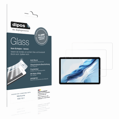 Klare Displayschutzfolie von dipos passend für Mentume K50 10.1, 9H kratzfest und blasenfrei montiert